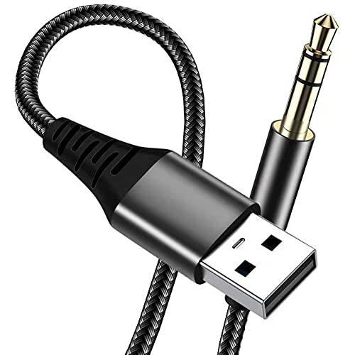 10 FT USB to 3.5mm 오디오 잭 Adapter，USB 2.0 Male to 3.5mm Male AUX 오디오 잭 어댑터 Cord，Compatibility 헤드폰,헤드셋, 스피커, 지원 Windows，Not 사용가능한 to MP3, CD 플레이어, 트럭 USB