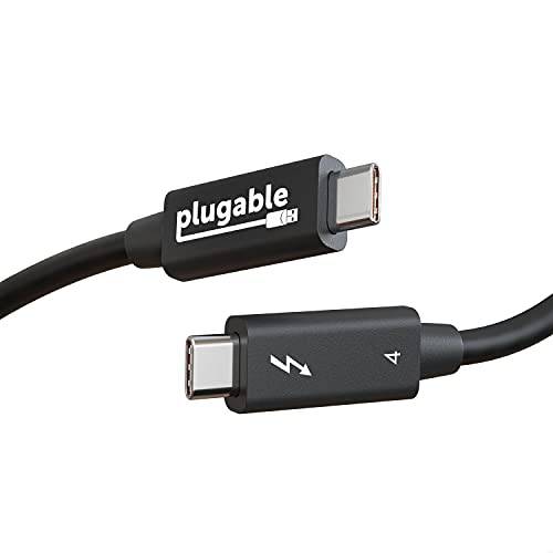Plugable 썬더볼트 4 케이블 [썬더볼트 인증된] 3.2ft USB4 케이블 100W 충전, 싱글 8K or 듀얼 4K 디스플레이, 40Gbps 데이터 전송, 호환가능한 썬더볼트 4, USB4, 썬더볼트 3, USB-C