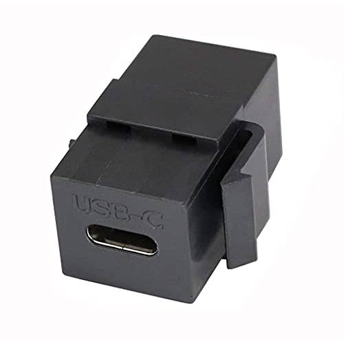 USB C 키스톤 잭, Traodin USB 3.1 Type-C 커넥터 키스톤 인서트 Female to Female, 커플러 타입 벽면 플레이트 콘센트 Panel-Black(1pcs)