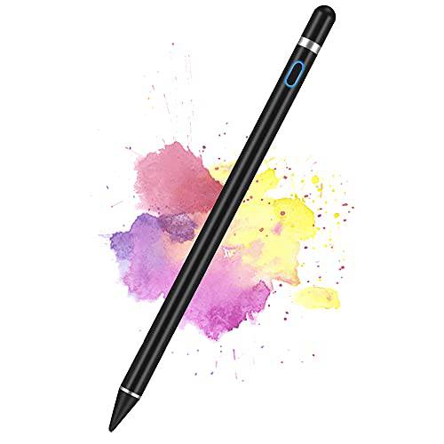 액티브 스타일러스 펜 터치 스크린, DOGAIN 스타일리스트 디지털 펜, 1.5mm 파인포인트팁, 가는 심, 가는 촉 충전식 아이패드 펜슬 드로잉/ 필기/ 플레이, 호환가능한 iOS/ 안드로이드 and Other Tablets(Black)