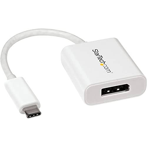StarTech.com USB C to DisplayPort,DP 어댑터 - 4K 60Hz/ 8K 30Hz - USB Type-C to DP 1.4 HBR2 어댑터 동글 - 컴팩트 USB-C (DP Alt Mode)Monitor 비디오 컨버터, 변환기 - 썬더볼트 3 호환가능한 - White(CDP2DPW)