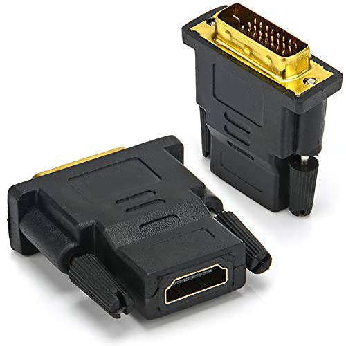 1080P DVI to HDMI 어댑터, 2 팩 선택형 DVI (DVI-D) Male to HDMI Female 컨버터, 변환기 Gold-Plated PC, PS5, PS4, PS3, TV 박스, 엑스박스 원, 모니터 and More