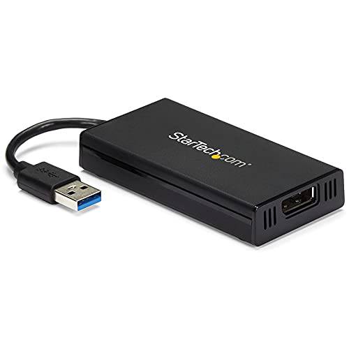 StarTech.com USB 3.0 to DisplayPort,DP 어댑터 4K 울트라 HD, DisplayLink 인증된, 비디오 컨버터, 변환기 w/ 외장 그래픽 카드 - Mac&  윈도우 (USB32DP4K), 블랙
