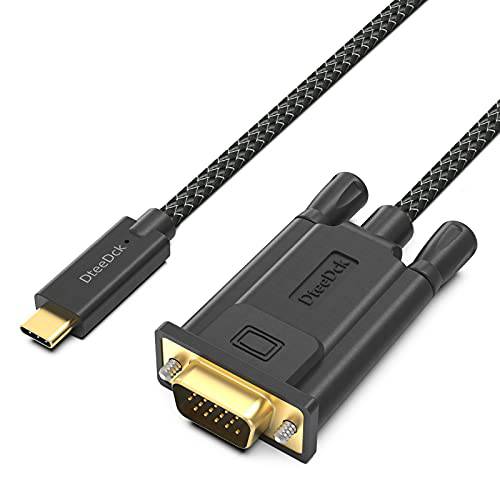 USB C to VGA 케이블 10 ft, DteeDck USB 타입 C (썬더볼트 3 호환가능한) to VGA 케이블 Braided 호환가능한 아이맥, 맥북 프로, 삼성 S20/ S10, 서피스 프로 7, 레노버 and More