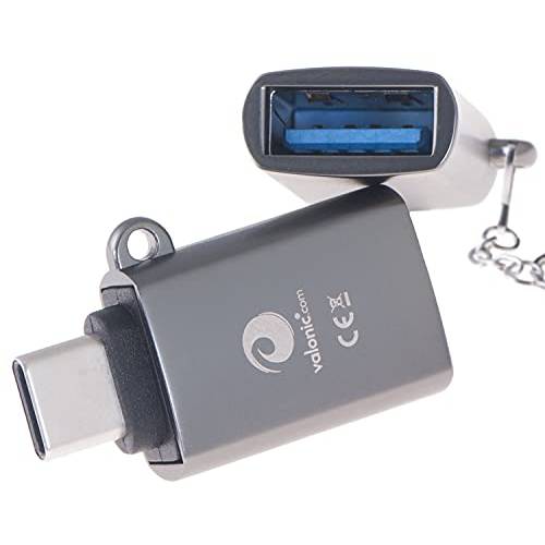 valonic USB C to USB A 어댑터 - 2 피스,  그레이 - 포함. Eyelet and 키체인, 키링, 열쇠고리 - USBC 어댑터 맥북, 외장 하드디스크, USB 스틱.