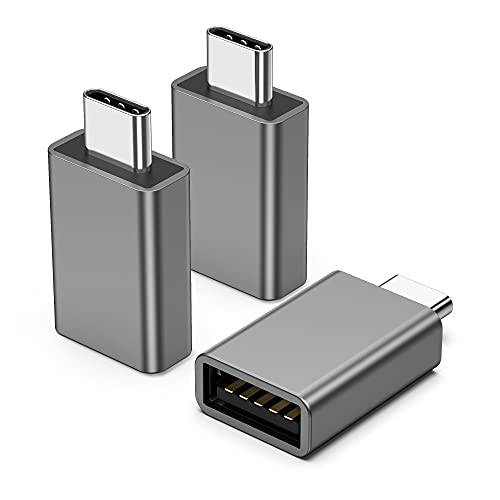 SAILLIN USB C to USB 3.0 어댑터 [3 팩], USB C Male to USB Female 어댑터 (호환 사이드 by 사이드) 호환가능한 아이맥 아이패드 미니/ 프로 2021, 맥북 에어/ 프로 2020, 타입 C or 썬더볼트 3 Devices-Space 그레이