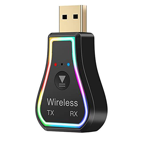 USB 블루투스 5.0 송신기 리시버, GaoMee 3 in 1 무선 휴대용 블루투스 어댑터, 로우 레이턴시 Colorful 분위기 라이트 자동차 TV PC 헤드폰,헤드셋 홈 스테레오 시스템 (M11)