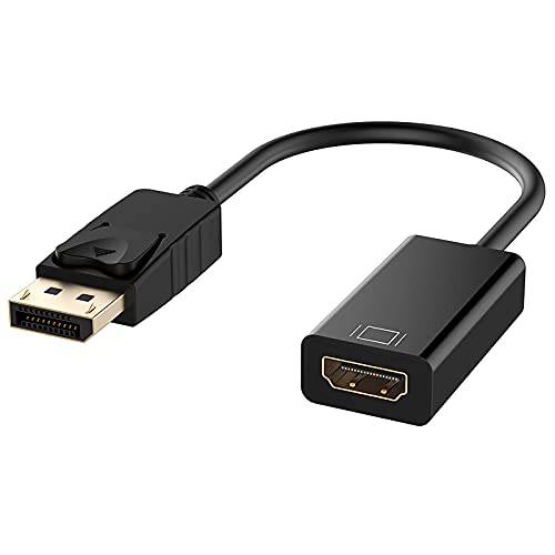 1080P DisplayPort,DP to HDMI 어댑터, Gold-Plated DP 디스플레이 포트 Male to HDMI Female 컨버터, 변환기 60Hz Compaitible PC, 노트북, Dell, HP, 모니터, HDTV, 프로젝터 and More -블랙