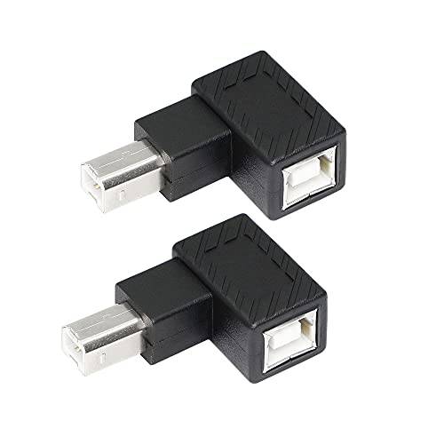 RIIEYOCA 90 도 USB B 프린터 어댑터,  직각 USB 타입 B 2.0 Male to Female 연장 커넥터 프린터, 스캐너, Fax Machine(2-Pack) ( 직각)