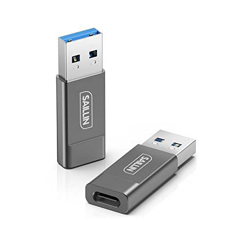 [10Gbps] SAILLIN USB C Female to USB Male 어댑터 (2 팩),  양면 3.1 세대 2 USB A to 타입 C 컨버터, 변환기 호환가능한 노트북, PC, 아이폰 12 13 미니/ 프로 맥스, 충전기,  보조배터리, 파워뱅크, 퀘스트 링크