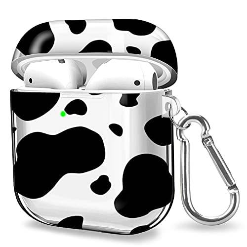 에어팟 케이스 - ZhuoGuan 클리어 케이스 에어팟 소프트 TPU 보호 커버 케이스 에어팟 2& 1 무선 충전 케이스 헤드폰 충격방지 커버 키체인,키링,열쇠고리 (Cow 포인트)