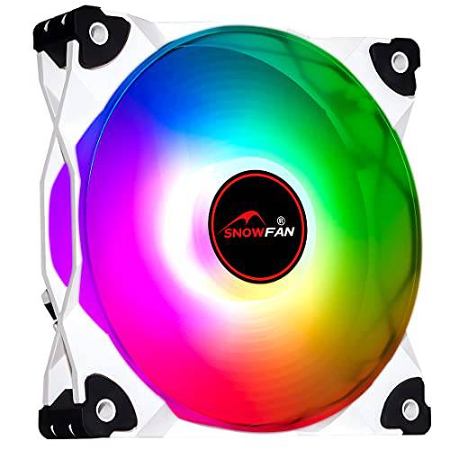 SNOWFAN 주소지정가능 120mm RGB 케이스 팬, 게이밍 컴퓨터 PC 케이스 팬, 5V 3Pin ARGB 팬 쿨링 동기화, 프리미엄 저소음 12V 4Pin PWM 긴수명 PC Fan(Single WY-12025-01) (화이트)