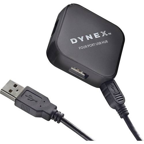 Dynex - Say It In 컬러 4-Port USB 2.0 허브 - 블랙