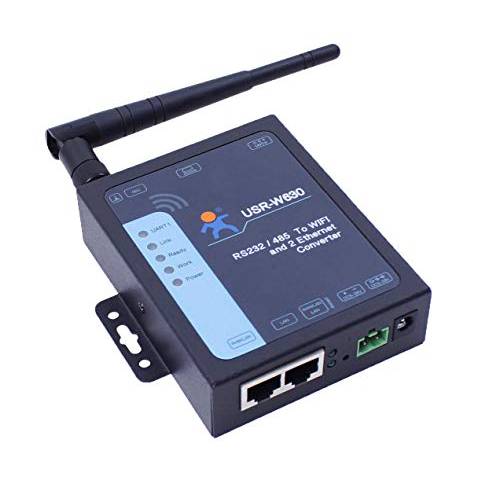PUSR USR-W630 산업용 Serial to 와이파이 and 이더넷 컨버터, 변환기 지원 2 이더넷 포트, Modbus RTU DC 어댑터