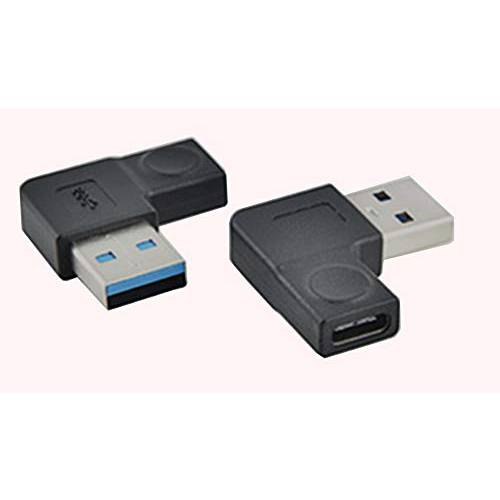 Traodin USB C to USB 어댑터, 2 PCS 90 도 USB 3.0 Male to 타입 C Female 왼쪽 직각 충전기 케이블 어댑터 휴대용 휴대폰, 아이패드, Computer(Type C F to A M(L+ R ))