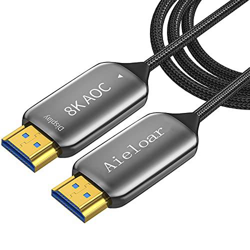 Aieloar Optic 파이버 HDMI 2.1 케이블, 8K@60Hz 4K@120Hz 다이나믹 HDR 10, eARC, HDCP2.2, 4:4:4 7680x4320 해상도, 48Gbps 광학 파이버 HDMI 2.1 케이블 PS5/ 8K TV/ LG TV（15M/ 50FT）