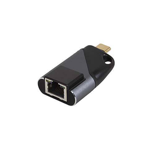 Realm USB-C to 이더넷 여행용 어댑터, 1GBPS RJ45 to USB C 어댑터, 블랙 (RLMH13BK)