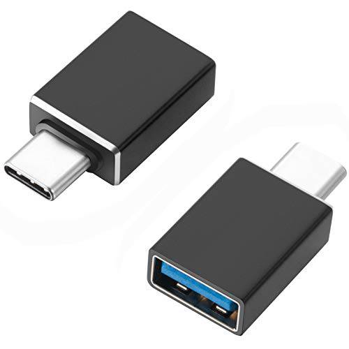 USB 3.1 (Female) to USB-C (Male) 어댑터 (2 팩), USB Type-C to USB 3.1 (Female) 어댑터, 호환가능한 맥북 프로, 아이패드 에어 1010, 아이패드 프로, 서피스 프로, XPS and More (블랙)
