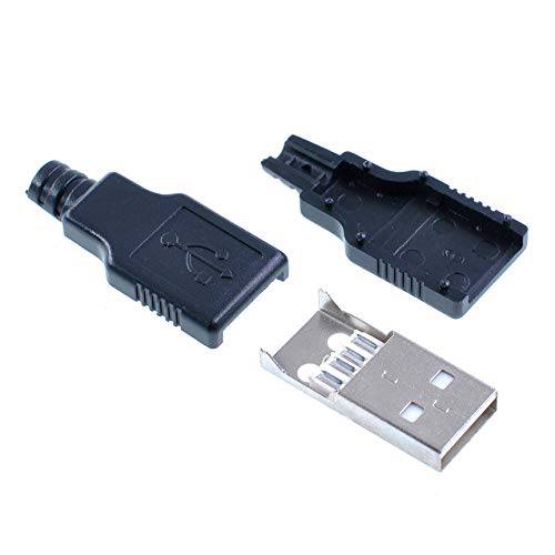 Oiyagai 20pcs USB 2.0 타입 A Male 소켓 4 핀 플러그 커넥터 블랙 플라스틱 커버