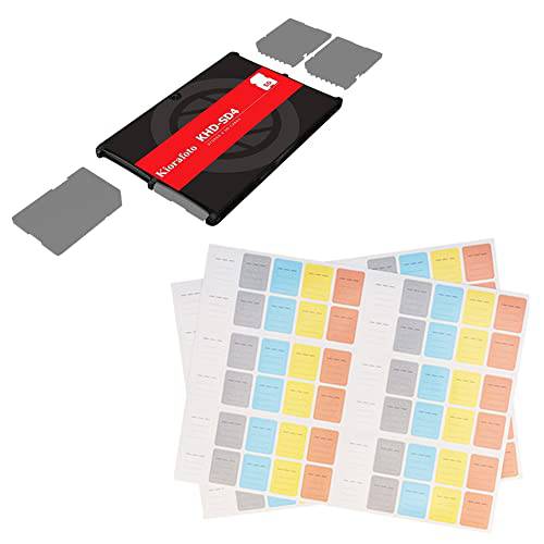 120 Count 라벨+  슬림 메모리 카드 케이스: 탈부착가능 라벨 신용 카드 사이즈 카메라 메모리 카드 홀더 4 SD SDHC SDXC 카드