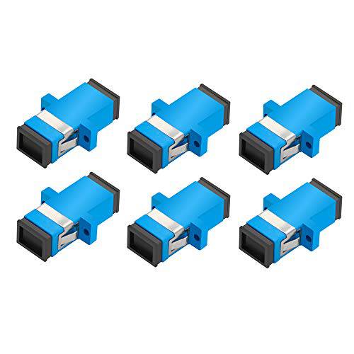 6PCS 블루 SC Female to SC Female UPC Simplex 싱글 모드 파이버 광학 커플러, SC Singlemode 파이버 Optic 어댑터, 네트워크 인터넷 커넥터 어댑터 마운트 패널