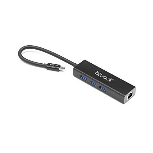 Blucoil 4-in-1 USB C 허브 3 USB 3.0 포트 and 랜포트 - 호환가능한 맥북, 크롬북, 윈도우, and Other Type-C 디바이스