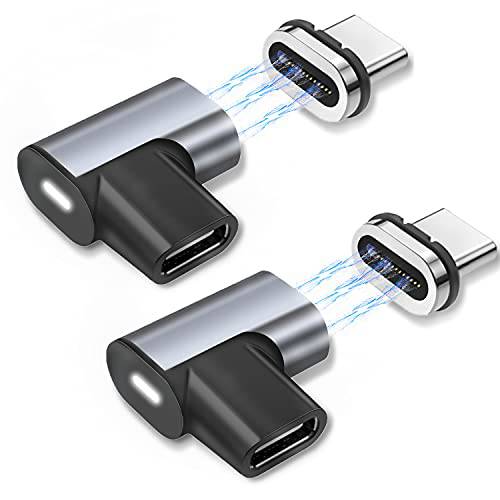 USB C 자석 어댑터, [2 팩] 24 핀 타입 C 커넥터 지원 썬더볼트 3, USB3.1, PD 100W 퀵 충전, 20Gb/ s 데이터 전송, 4K@60 Hz 비디오 출력 맥북 프로/ 에어 and More USB-C 디바이스