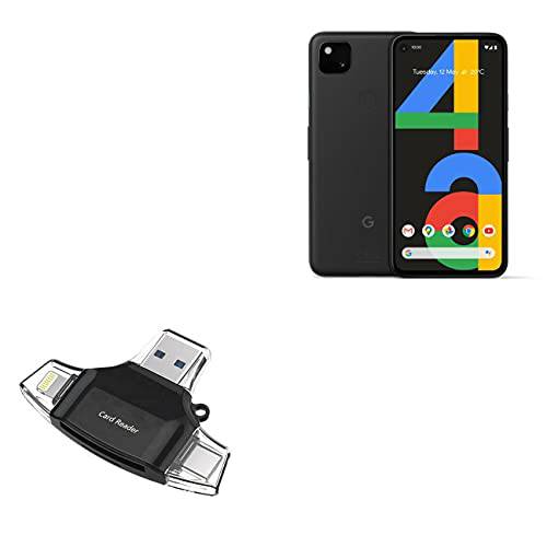스마트 도구 구글 픽셀 4a 5G (스마트 도구 by BoxWave) - AllReader SD 카드 리더, 리더기, 마이크로SD 카드 리더, 리더기 SD 컴팩트 USB 구글 픽셀 4a 5G - Jet 블랙