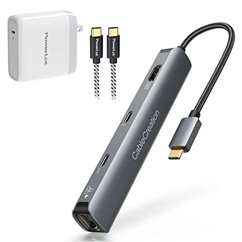 CableCreation 6-in-1 USB-C 허브 100W 파워 Delivery+ USB C 충전기 100W PowerLot GaN Tech USB C 벽면 충전기