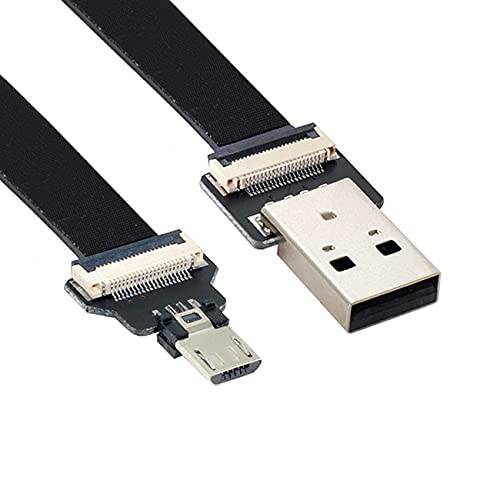 NFHK USB 2.0 Type-A Male to 마이크로 USB 5Pin Male 데이터 플랫 슬림 FPC 케이블 FPV&  디스크&  폰 20CM