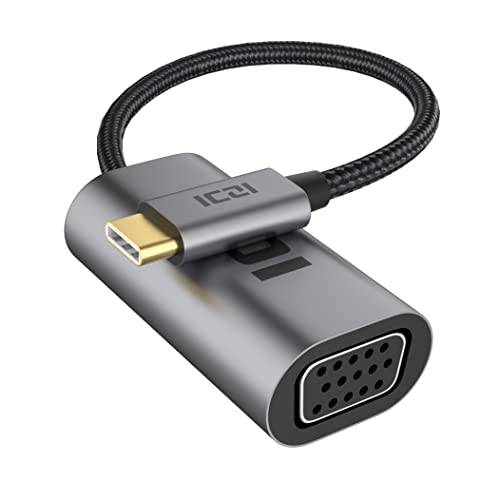 ICZI USB C to VGA 어댑터,  알루미늄 Type-C to VGA 컨버터, 변환기 1080P 60hz 분배기 호환가능한 맥북 프로/ 아이패드 프로/ 맥북 에어 2020 - 스페이스 그레이