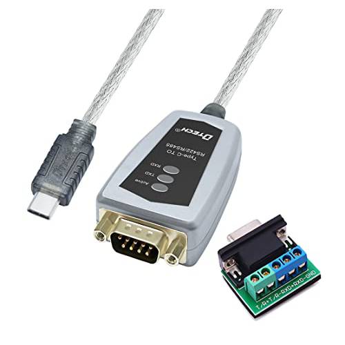 DTECH USB C to RS422 RS485 Serial 어댑터 FTDI 칩 Breakout 보드 LED 인디케이터 RS-485 RS-422 케이블 컨버터, 변환기 지원 윈도우 10 8 7 XP Mac (1.5 Feet)