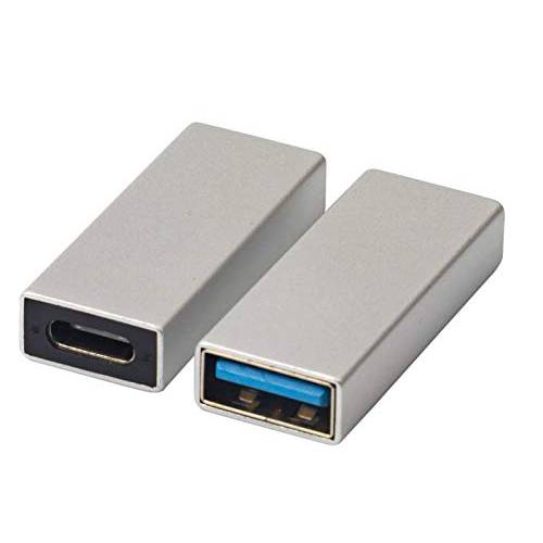 Traodin USB C 어댑터, 2 팩 USB 3.0 Female to 타입 C Female 어댑터 지원 데이터 전송 and 충전 변환 휴대용 휴대폰, 노트북 and More 타입 C 디바이스 -Silver(Type C F to A F)