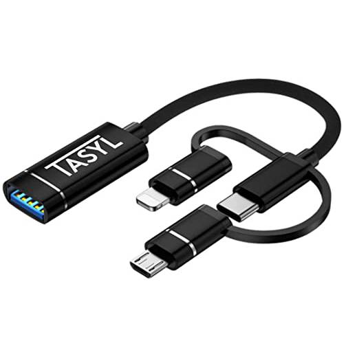 TASYL 3in1 OTG USB 어댑터 아이패드 아이폰 안드로이드 라이트닝 or 마이크로 USB or USB c or 썬더볼트 to USB 어댑터 호환가능한 맥북 안드로이드 폰 키보드 동글 미디