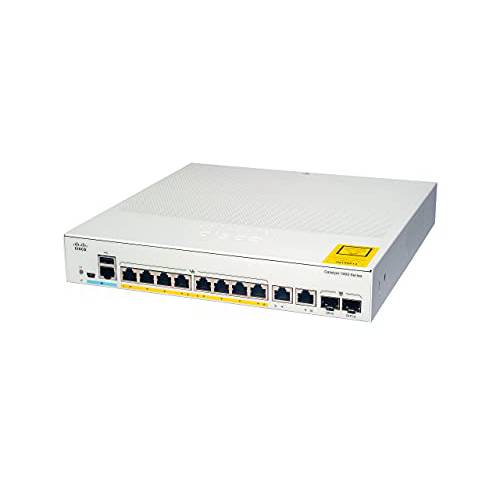 Cisco Catalyst 1000-8FP-2G-L 네트워크 스위치, 8 기가비트 이더넷 PoE+ 포트, 120W PoE 예산, 2 1G SFP/ RJ-45 콤보 포트, 팬리스 작동, 강화 리미티드 (C1000-8FP-2G-L)