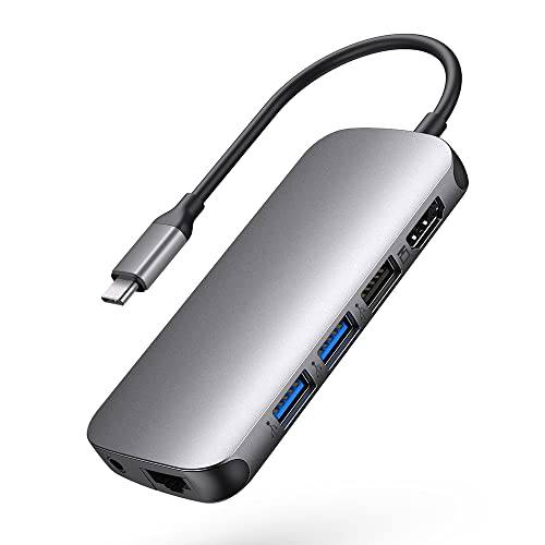 USB C Hub-9 in 1 휴대용 스페이스 알루미늄 동글 4K HDMI, 100W PD 충전, 카드 리더, 리더기, 1000Mbps 이더넷 포트 맥북 에어/ 프로 and More