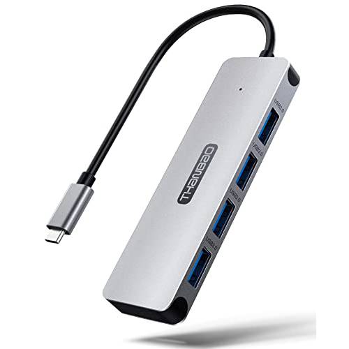 USB C 허브 4 in 1 - 휴대용 USB C to USB 허브 4 USB 3.0 포트, 알루미늄 동글 USB C 어댑터 호환가능한 맥북 프로/ 에어, 아이패드 프로, Dell, XPS, 서피스, and Other Type-C 디바이스