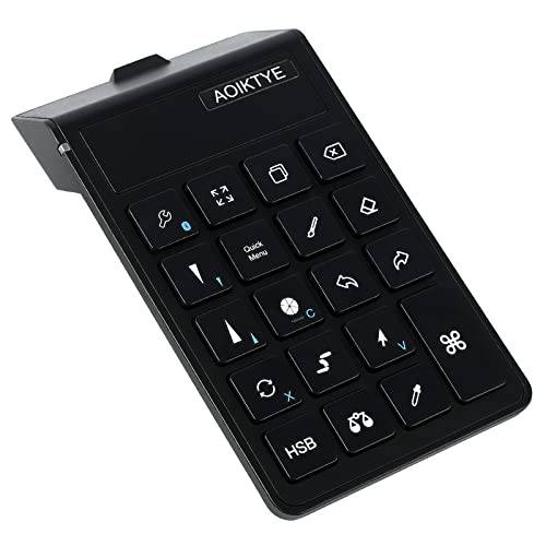 Aoiktye 2 무선 키보드 Procreate, 블루투스 단축 드로잉 키보드 아이패드, 그래픽 태블릿, 태블릿PC. USB 충전 and 롱 대기 타임, Procreate Keyboard-5.8 x 3.8 인치 (업그레이드된 블랙)
