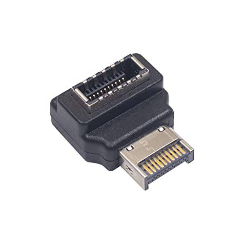 Duttek USB 타입 E 90 전면 패널 어댑터, 90 도 USB 타입 E 어댑터, 다운 앵글 USB 3.1 타입 E Male to Female 전면 패널 내장 커넥터 어댑터,  고속 10Gbps.
