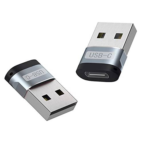 TargetGo USB C Female to USB A Male Adapter(2-Pack), 타입 C to A 충전기 케이블 어댑터, USB C 동글 아이폰 13 12 프로 맥스, 아이패드 에어 2021, 애플 워치 시리즈 7, 삼성 갤럭시 S20 etc 스페이스 (그레이)
