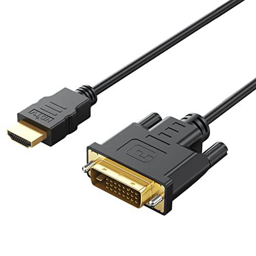 HDMI to DVI 케이블 어댑터 6 ft, UV-Cable 선택형 DVI-D to HDMI Male to Male 고속 어댑터 케이블 지원 1080P 풀 HD (1, 블랙)