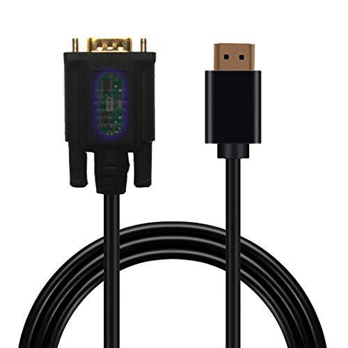 LOKEKE HDMI to VGA 케이블 IC, Gold-Plated 1080P HDMI Male to VGA Male 4K Surported, No 사운드 Transfer(16.4FT, 5M)