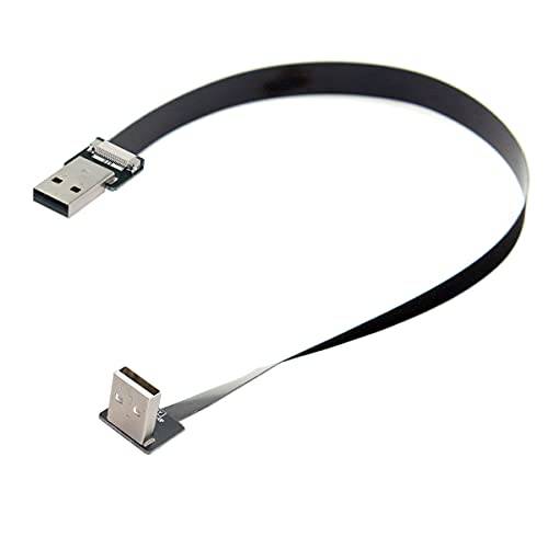 Cablecc Up 앵글드 USB 2.0 Type-A Male to Type-A Male 데이터 플랫 슬림 FPC 케이블 90 도 FPV&  디스크&  스캐너&  프린터 50CM