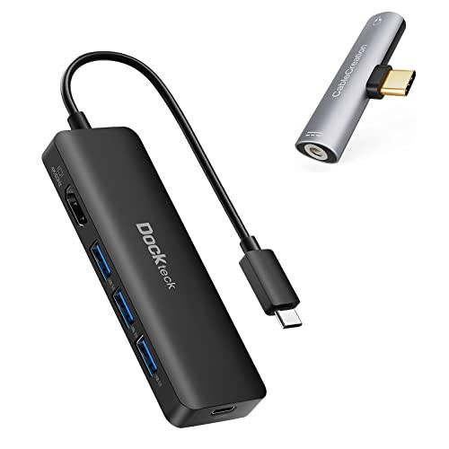 Dockteck USB-C 멀티포트 어댑터 5-in-1 4K HDMI, 100W 파워 Delivery, 3 USB 3.0 데이터 포트 번들,묶음 CableCreation 2 in 1 USB C to 3.5mm 헤드폰 and 충전기 어댑터