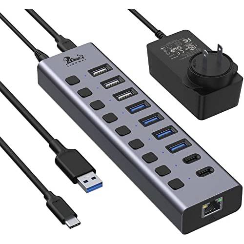 USB C/ USB 3.0 to 듀얼 HDMI 탈부착 스테이션 and 범용 전원 USB 3.0/ USB C 허브 10-Port USB 분배기 이더넷 포트