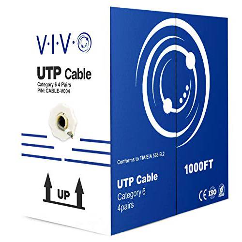 VIVO 그레이 1, 000ft 벌크, 대용량 Cat6, CCA 랜선, 랜 케이블, 23 AWG, UTP 풀 박스, Cat-6 와이어, 실내, 네트워크 Installations CABLE-V004