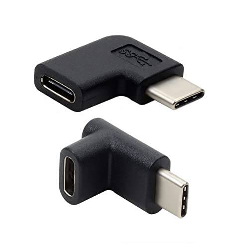 USB C 90 도 어댑터, CLAVOOP Tpye C Male to Female 오른쪽&  왼쪽 and 상&  하 앵글드 90 도 USB C 3.1 연장 어댑터 노트북, 태블릿, 태블릿PC, 휴대용 폰 -블랙