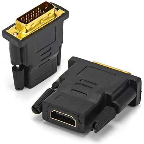DVI to HDMI 어댑터, 2 팩 선택형 HDMI Female to DVI-D 24+ 1 Male 컨버터, 변환기 Gold-Plated 지원 1080P 풀 HD PC, PS5, PS4, TV 박스, 엑스박스 원, 모니터