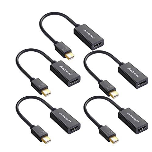 미니디스플레이포트, 미니 DP to HDMI 어댑터 5Pack - Anbear 썬더볼트 to HDMI 케이블, Gold-Plated 디스플레이 포트 to HDMI 어댑터 호환가능한 맥북 프로, 맥북 에어, Mac 미니, 마이크로소프트 서피스 프로