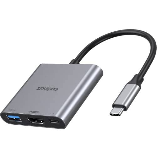 USB C to HDMI 어댑터, 타입 C 허브 썬더볼트 3 to HDMI 4K 어댑터, 3 in 1 USB-C 디지털 AV 멀티포트 어댑터 맥북 프로/ 에어, 아이패드 프로, 갤럭시 4K HDMI, USB 3.0 포트, 100W PD 충전 포트
